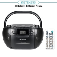 Retekess Portable CD Player Boombox Cassette Player AM FM Radio Support USB TF Card with 3.5mm Headp