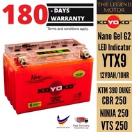 YTX9-BS YTX9 BTX9 Koyoko Gel G2 Battery Batteri Bateri 100% Original KOYOKO CBR 250 KTM 390 DUKE R 2