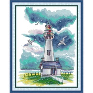 Joy Sunday Stamped Cross Stitch Ktis DMC Threads Cross Stitch Set DIY Needlework Embroidery Kit-Lighthouses and Seagulls