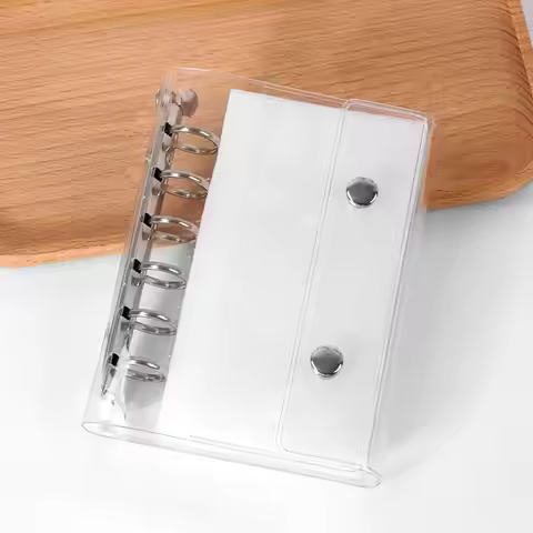 6-Ring PVC Binder Cover, Clear A6/A7 Notebook Closure for Loose Leaf Folder Photocard Scrapbook Phot