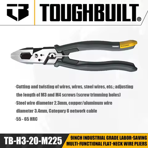 TOUGHBUILT TB-H3-20-M225/TB-H3-21-08/TB-H3-22-08 Steel Wire Carp Pliers Chrome Vanadium Steel Forged