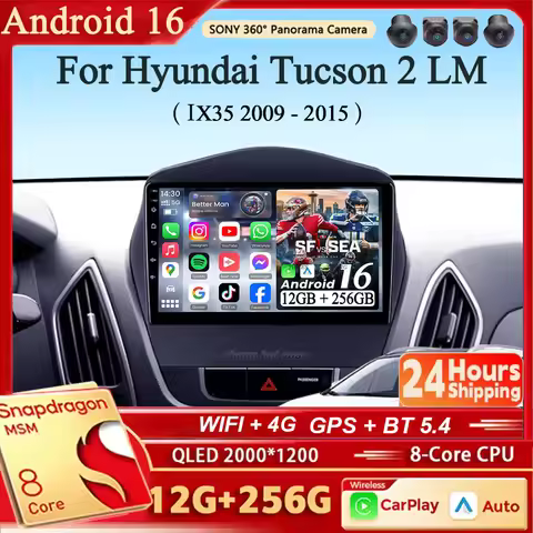 Android 16 Carplay&Auto Car Radio Navigation Multimedia Stereo Player QLED 4G For Hyundai Tucson 2 L