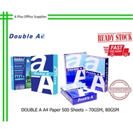 DOUBLE A A4 Paper 500 Sheets / Kertas A4 - 70GSM, 80GSM