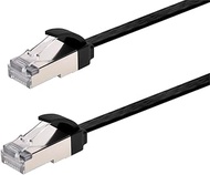 Monoprice Cat6A Ethernet Patch Cable - Slim Flat U/FTP 32AWG Molded Boot 25ft Black