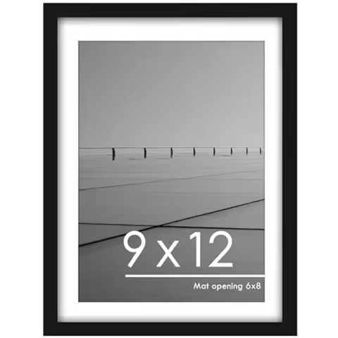 Picture Frame, Display Pictures 6 x 8 with Mat or 9 x 12 Without Mat for Wall Mounting Display, Phot