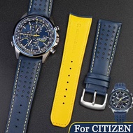 for CITIZEN Top Layer Genuine Leather Watch Strap 22mm 23mm Blue Angels AT8020-03L AT9031-52L JY8078