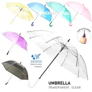Foldable Lightweight Windproof Rain Shelter Clear Transparent Umbrella Payung