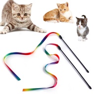 In Stock Wholesale Rainbow Ribbon Cat Teaser Wand Pet Cat Toys Cat Training Wand Cat Teaser Wand Pet