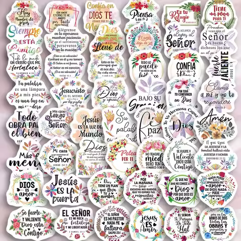 50pcs Waterproof Latina Bible Quote Stickers Spanish Sayings Water Bottle Stickers Laptop Phone Lugg