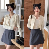 Women's open-button crop top wool cardigan Kimii CDG2490 P7K2