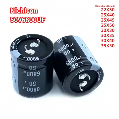 2Pcs Nichicon/NCC 6800uF 50V 50V6800uF 22X50 25X40 25X45 25X50 30X30 30X35 30X40 35X30 Snap-in PSU A