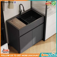 BOUSSAC Kitchen Sink Balcony Space Aluminum Cabinet Stainless Steel Large Single Sink Cabinet Space 