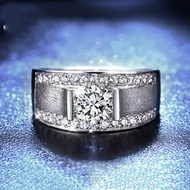 Men S925 Sterling Silver 1ct 6.5mm Moissanite Rings Size Adjustable G-H-I Color Heart Arrows Cut Moi