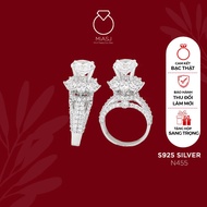S925 Italian Silver women's ring encrusted with high-quality CZ stone N455| MiASJ Silver Jewelry
