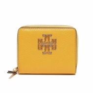 【TORY BURCH】雙T-LOGO素面拉鍊短夾-黃色