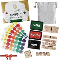Teacher Stamps Set of 15 Customizable Stamps + 3 Inks + 200 Stickers + Free eBook Gift for Teacher S