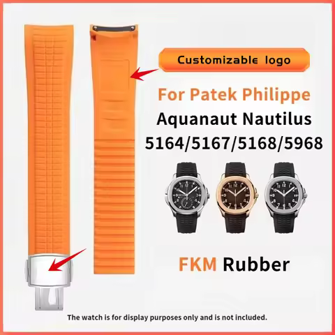 New 2025 Replacement FKM Rubber Strap for Patek Philippe Aquanaut/Nautilus 5164/5167/5168/5968 | Men