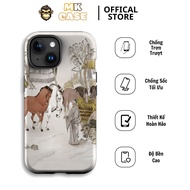 Iphone Phone CASE Drawing of Shepherds and Peaceful Horses MK CASE Iphone 12/13/14/15/16