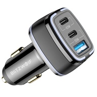 BlitzWolf BW-BC4 - 115W Power, 3-Port 65W/20W/30W USB PD Car Fast Charger