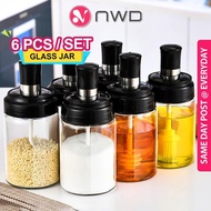 ( 6PCS / SET ) 330ml Glass Seasoning Bottle Jar Seal Spoon Brush Honey Stick Botol Serbuk Perasa NWD