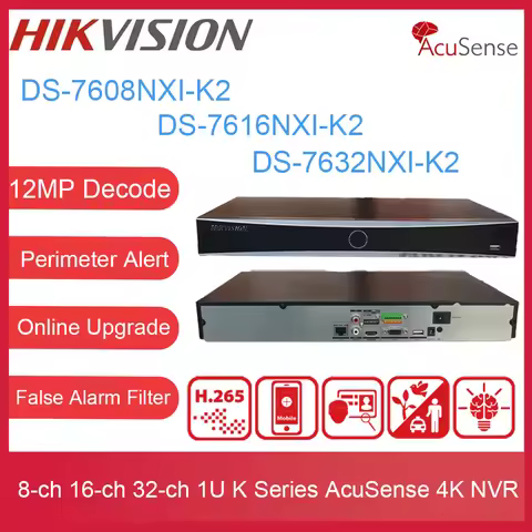 Hikvision DS-7616NXI-K2 16CH 4K NVR AcuSense Smart Security Recorder 12MP Decoding