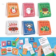 Chua Desk Calendar Portable Standing Flip Up Monthly Calendar Cartoon Desk Planner