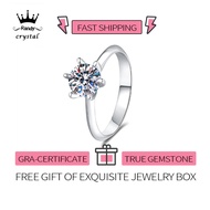 S925 Sterling Silver Lotus Six-Claw 1ct Moissanite Ladies Ring Simple Temperament Shiny Engagement W