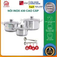Stainless steel pot set 430 Fivestar Standard 3 bottom induction cooker with glass lid FS06CG free 1