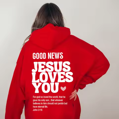 GOOD NEWS JESUS LOVES YOU Hoodie Christian Sweatshirt Jesus Hoodie Trendy Hoodie Bible Verse Shirt U