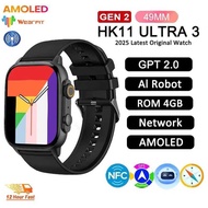 New HK11 ULTRA 3 MAX Smartwatch 2025 49mm HD AMOLED 4G ROM Bluetooth Network Call Robot Clock NFC Co
