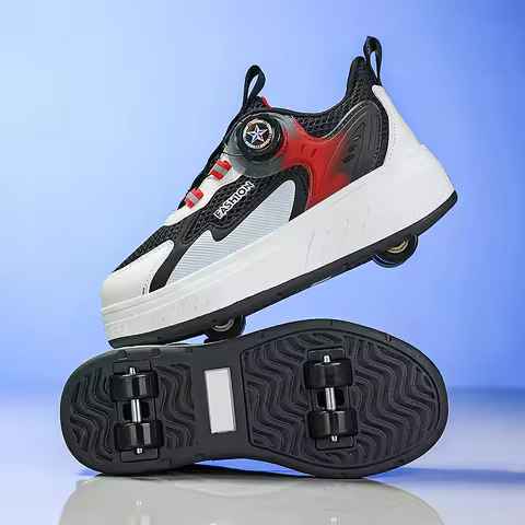 2024 Boys' Roller Skating Shoes Indoor and Outdoor Roller Skating Sneakers Size 30-40 Detachable Chi