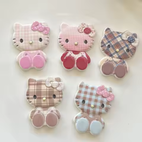 5pcs New large sitting KT cat print plaid cartoon accessories DIY handmade materials cream glue mobi