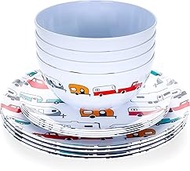 Camco Life is Better at The Campsite Dishware Set | Includes (4) Large Dinner Small Salad Plates and