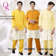 [SOFT YELLOW MUSTARD] Baju Melayu Slim FIt Teluk Belanga Kerabat Dewasa Raya Sedondon  XS-4XL