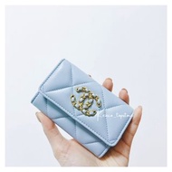 全新 Chanel 19 Flap Card holder wallet 銀包 卡套 卡包 羊皮 金釦