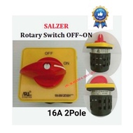 SALZER Rotaty Switch 2 pole 16A Isolator / Selector Swicth OFF~ON (Model : SA16-2-2) 48x60mm