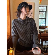New Gray Striped Batwing Sweater - Fall 2025