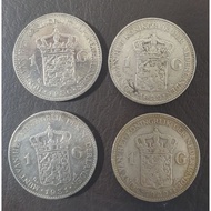 koin kuno, koin perak 1 gulden Wilhelmina tahun 1928, 1929, 1930,