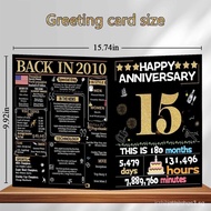 15th Anniversary Card for Women Men, Gold Wedding Card for Wife Husband, Sweet Marriage Decorations 