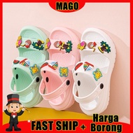 Mago Sandal Budak 3D Kartun Sole Lembut Kasut Perempuan  Budak 3D Badges Kids Anti-slip Sandals Chil