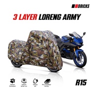 Bricks Cover Motorcycle Cover R15 Army Camouflage 3 Layer Strong Waterproof & Heat Resistant