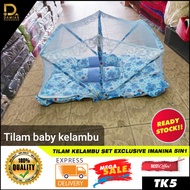 Imanina Tilam Kelambu Baby Random Anti Nyamuk Dan Lalat Tilam Kekabu Set 5 in 1 Bantal + Tilam + Kel