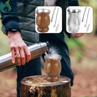 8oz Yerba Mate Cup Stainless Steel Mate Tea Cup Set with Straw Brush Straw Spoon Flat Straw and Lid 