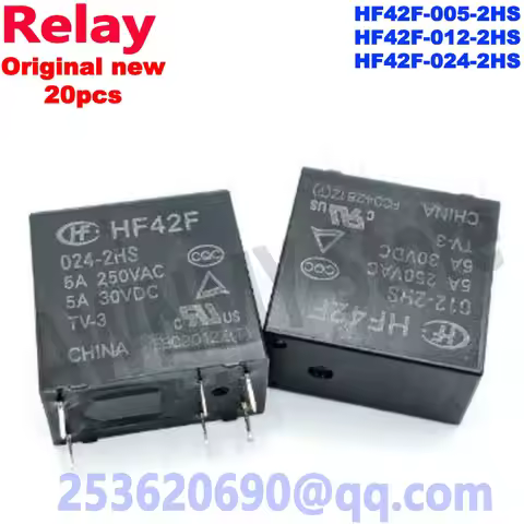 20Pcs/lot HF42F -005 012 024 -2HS 5A 6Pin 250VAC 5V 12V 24VDC FTR-F4AK024T F4AK024T HF42F-024-2HS 10