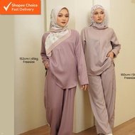 [Shopee Choice] Zucca Syaza Plain Zip Blouse And Pants Set SH001(SYAIRA)