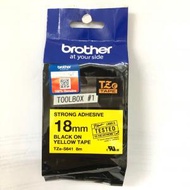 BROTHER - 原廠正貨18mm特強黏貼黃底黑字TZe-S641過膠保護層Brother香港行貨標籤帶