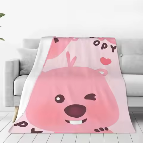 Zanmang Loopy Cartoon Wool Blankets Cute Kawaii Funny Throw Blankets for Home Hotel Sofa 125*100cm P