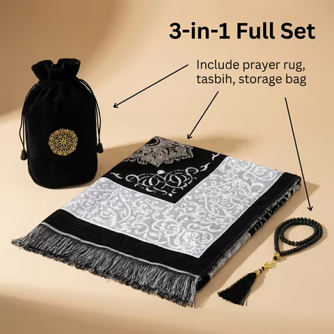Chenille Prayer Mat 3 into 1 full set Prayer Rug with tasbih and nice gift bag