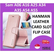 Samsung A06 A16 A25 A34  A55 A34 A35 A54 Flip Case Hanman Leather Magnetic Close Flap with card slot