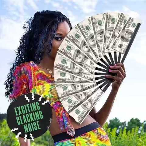 1pc/2pcs The Plastic Folding Fan Design of The US Dollar Bill Is Portable and Durable, Suitable for 